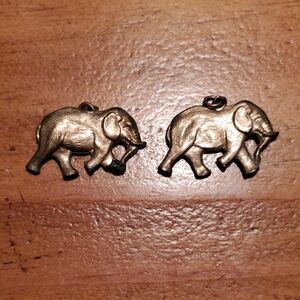 Vintage - Set of 2 "Puffy" Elephant Charms